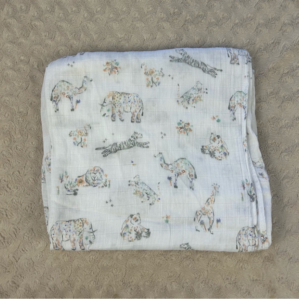 Angel Dear Boho Elephant Camel Baby Swaddle Blanket Gray White Floral Tiger
